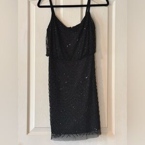 Adrianna Papell Black Sequin Midi Dress